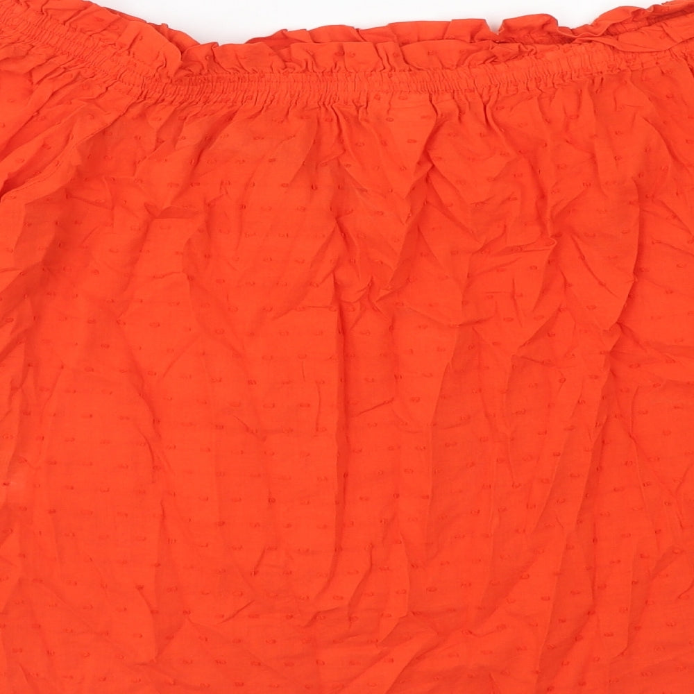 H&M Womens Orange Cotton Basic Blouse Size 12 Off the Shoulder