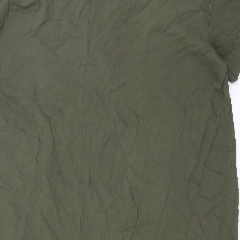 H&M Womens Green Viscose Shift Size 10 V-Neck Pullover