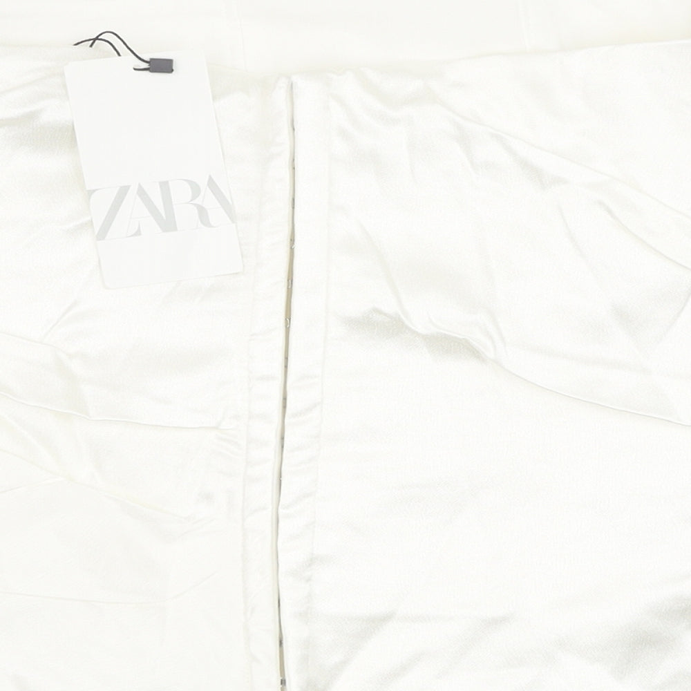 Zara Womens White Polyester Cropped Blouse Size 2XL Off the Shoulder