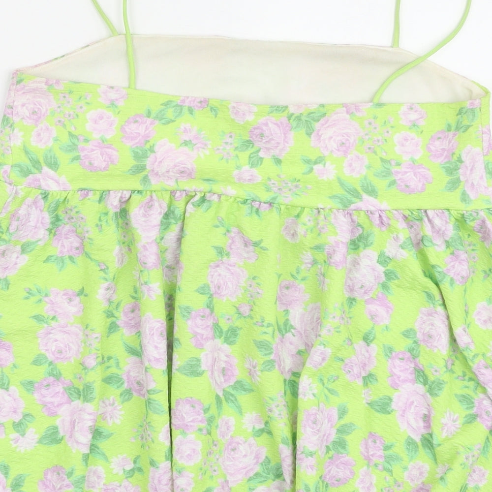 ASOS Womens Green Floral Polyester Camisole Tank Size 8 Square Neck