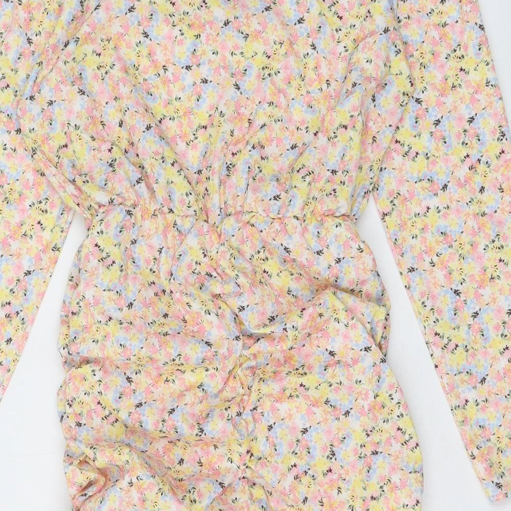Parisian Womens Multicoloured Floral Polyester Bodycon Size M V-Neck Zip
