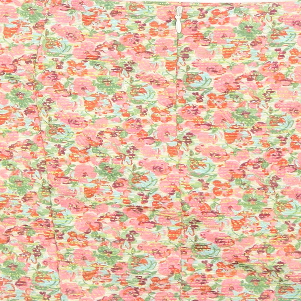 Topshop Womens Multicoloured Floral Polyester Mini Skirt Size 6 Zip