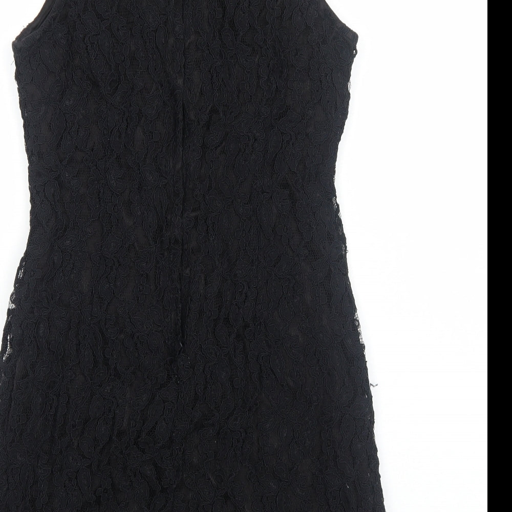 JR&Co Womens Black Polyester Mini Size 12 Boat Neck Zip