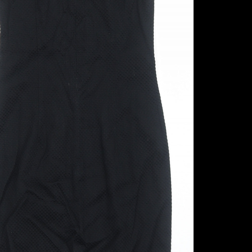 Simon Ellis Womens Black Polyester Shift Size 14 Scoop Neck Zip