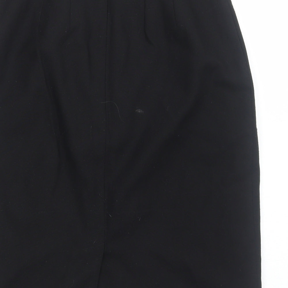 Marks & Spencer Womens Black Viscose Straight & Pencil Skirt Size 12 Zip