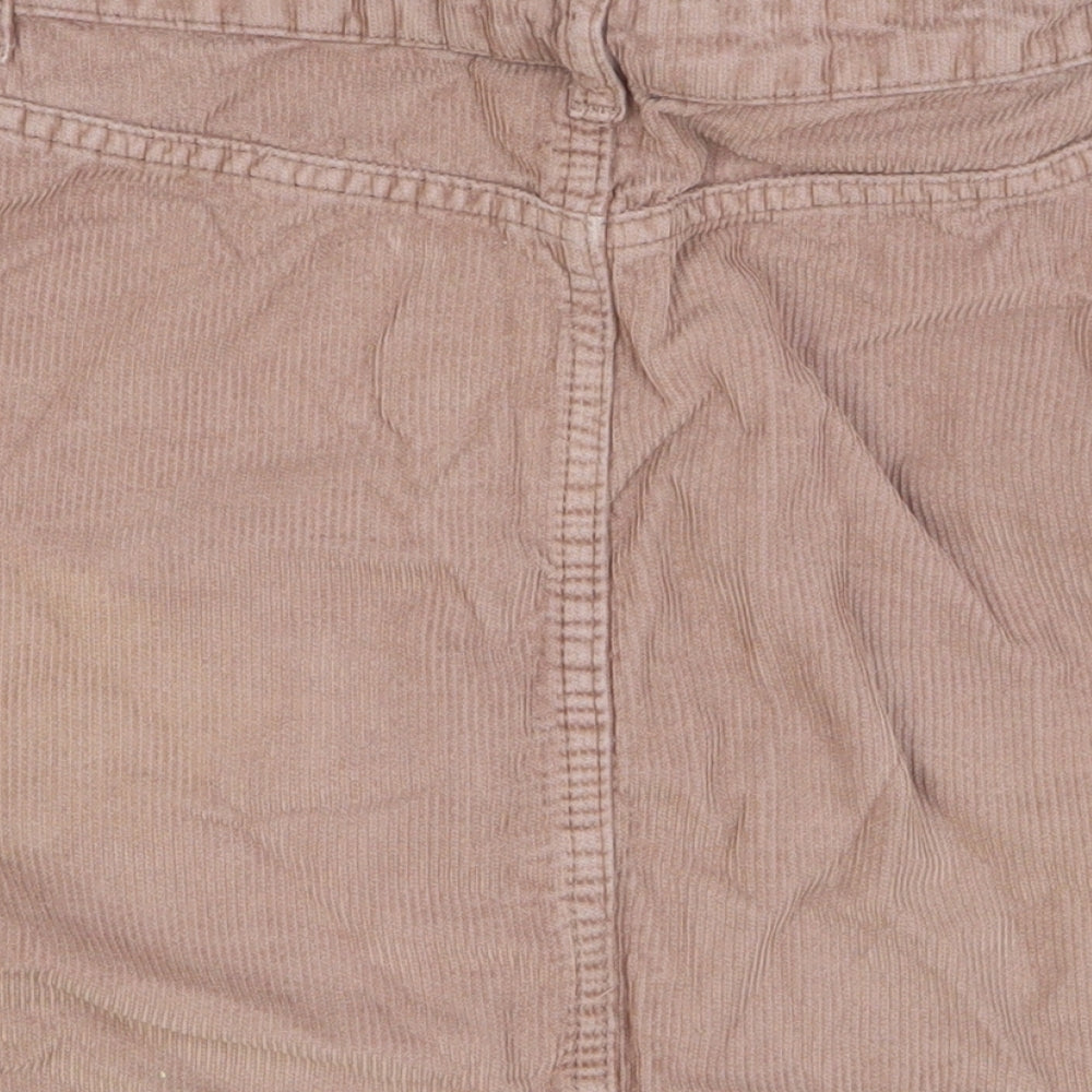 Topshop Womens Pink Cotton Straight & Pencil Skirt Size 8 Button
