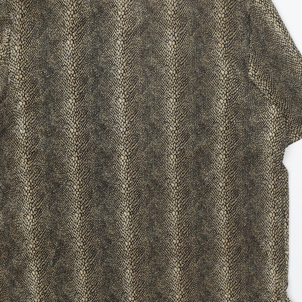 Debenhams Womens Gold Animal Print Polyester Basic T-Shirt Size 16 Round Neck - Snake Print