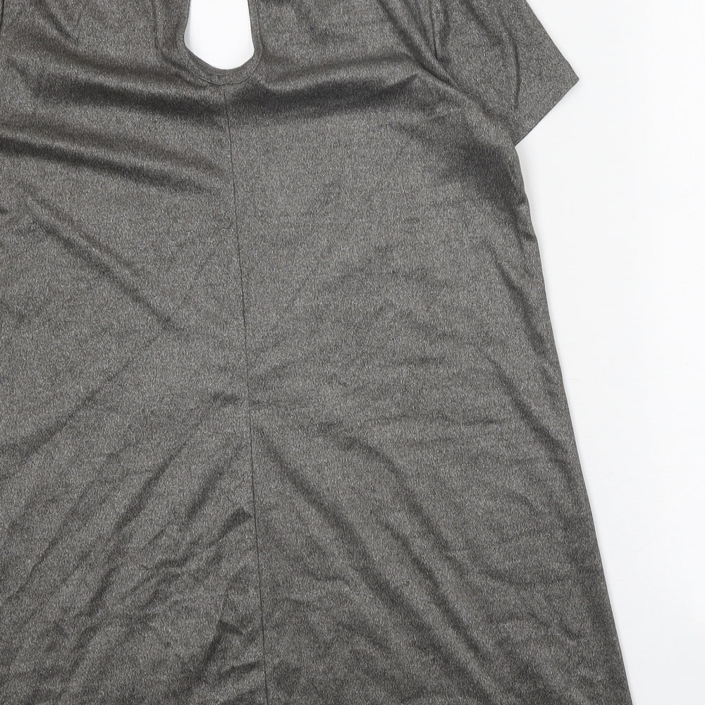 New Look Womens Grey Polyester T-Shirt Dress Size 10 Halter Button - Metallic
