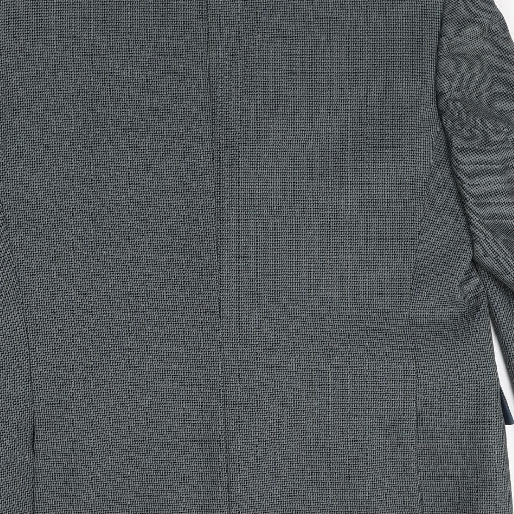 Simon Taylor Mens Grey Geometric Polyester Jacket Suit Jacket Size 42 Regular
