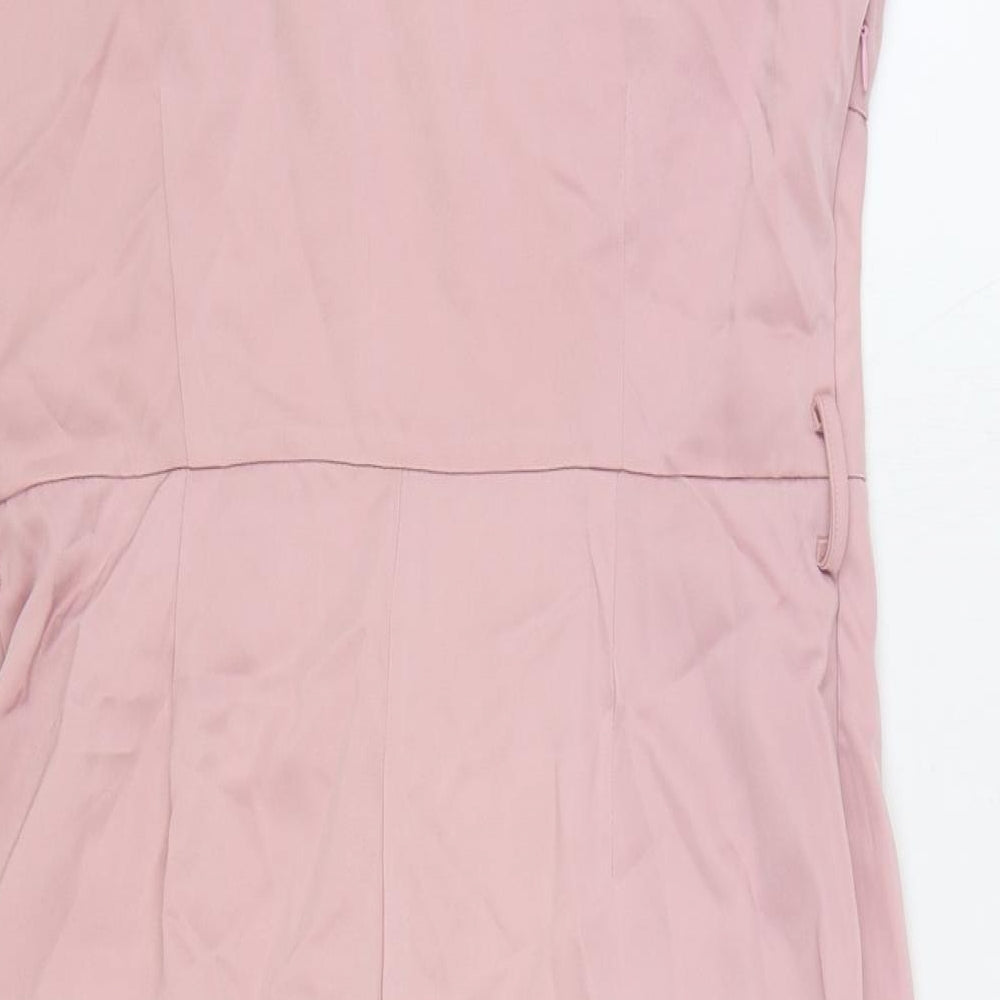 Sheilay Womens Pink Polyester Bodycon Size L One Shoulder Zip