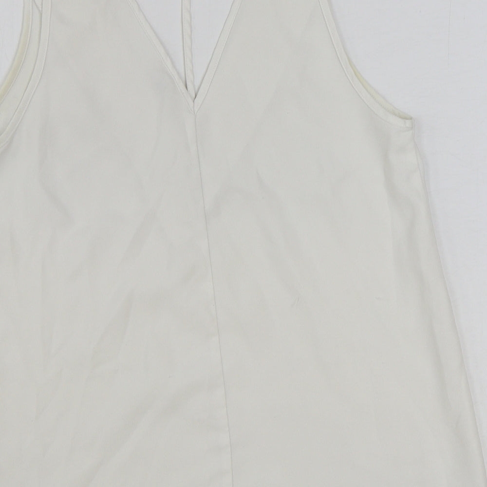 River Island Womens White Polyester Basic Tank Size 8 V-Neck