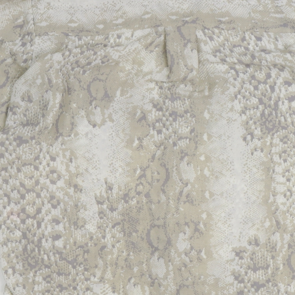 New Look Womens Grey Animal Print Polyester Basic Button-Up Size 10 Collared - Snake Print