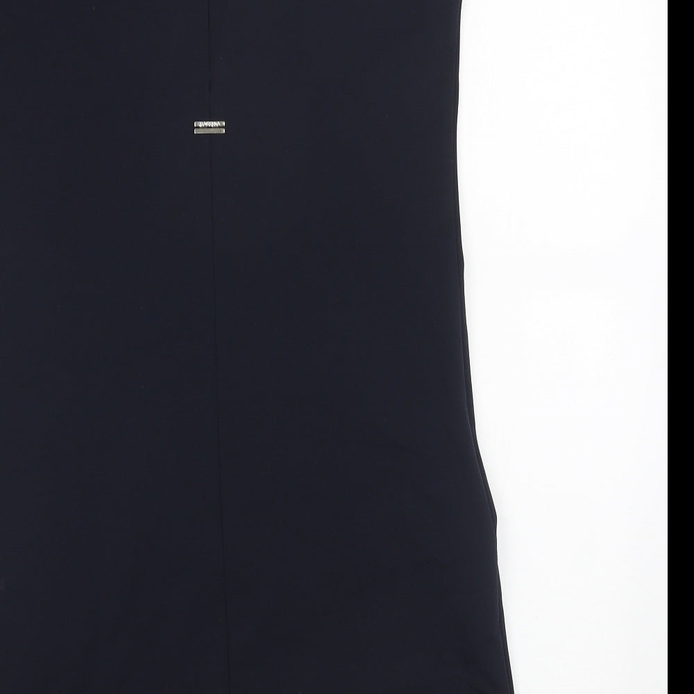Marella Womens Blue Floral Polyester Pencil Dress Size 10 Boat Neck Zip