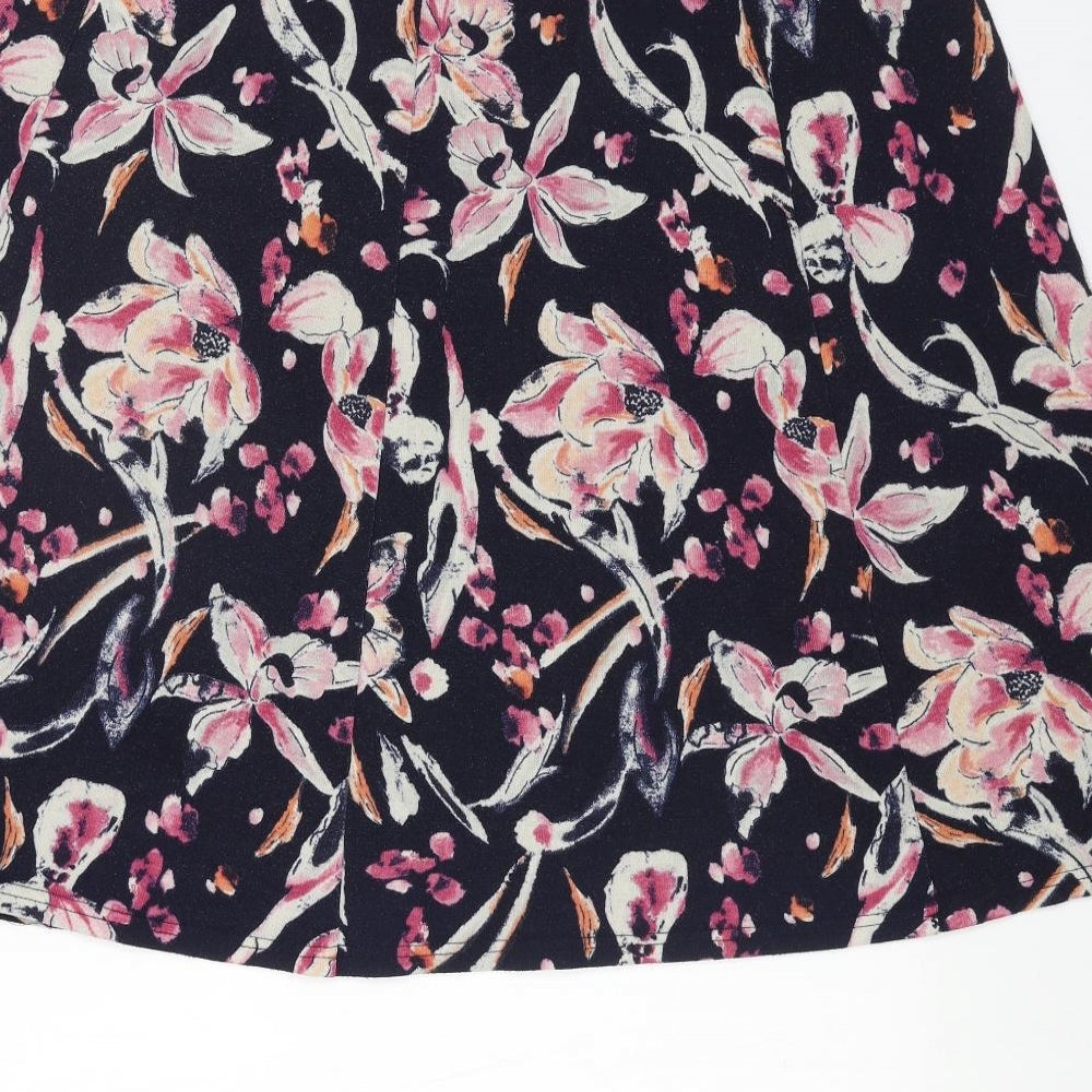 Preworn Womens Blue Floral Polyester Swing Skirt Size 34 in