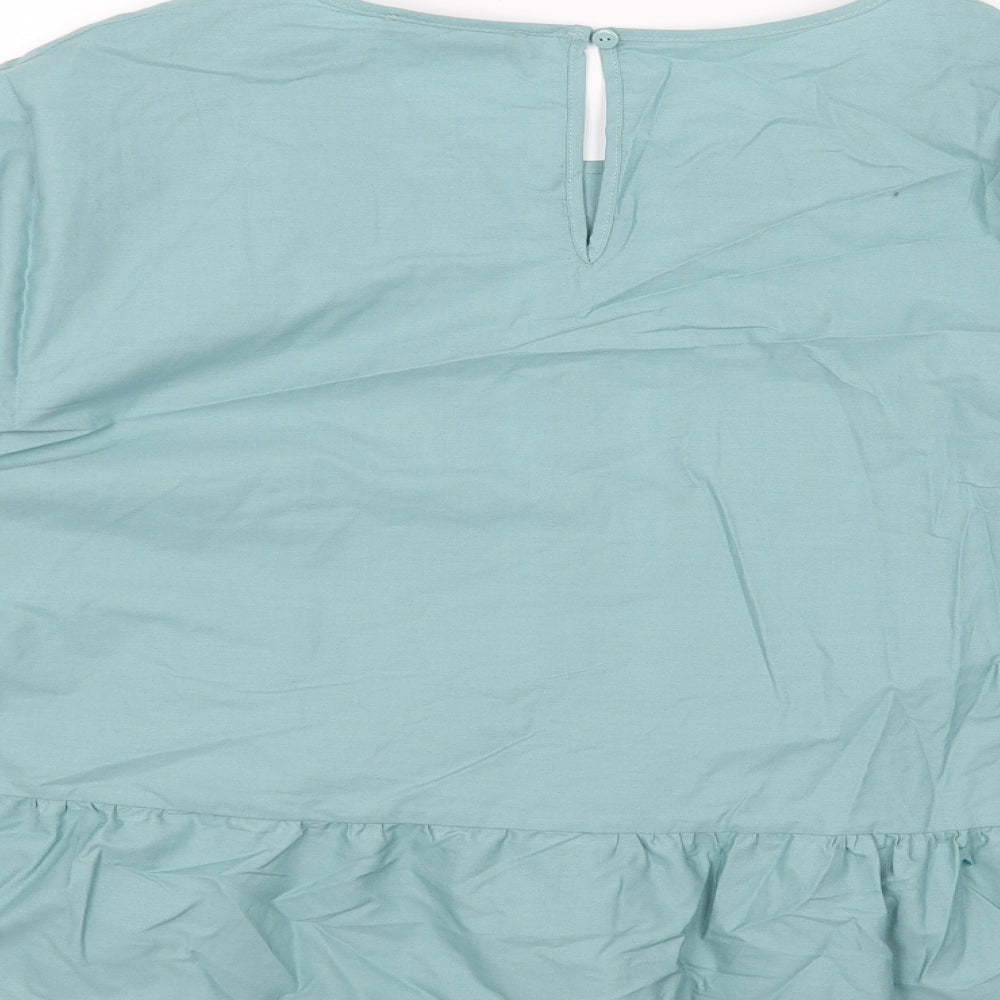 Marks & Spencer Womens Blue Viscose Basic Blouse Size 16 Boat Neck