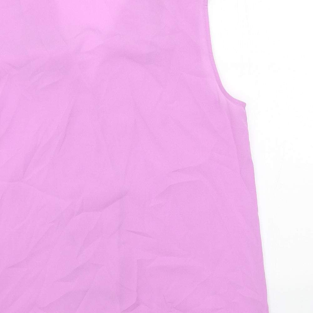 French Connection Womens Purple Polyester Basic Blouse Size L V-Neck