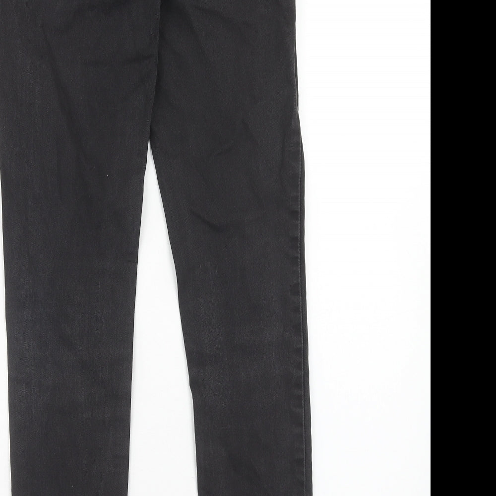 NEXT Mens Black Cotton Skinny Jeans Size 28 in L31 in Extra-Slim Zip
