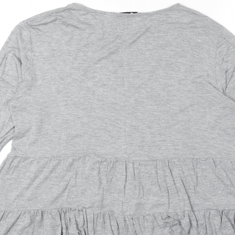 In the Style Womens Grey Viscose Basic T-Shirt Size 12 Round Neck