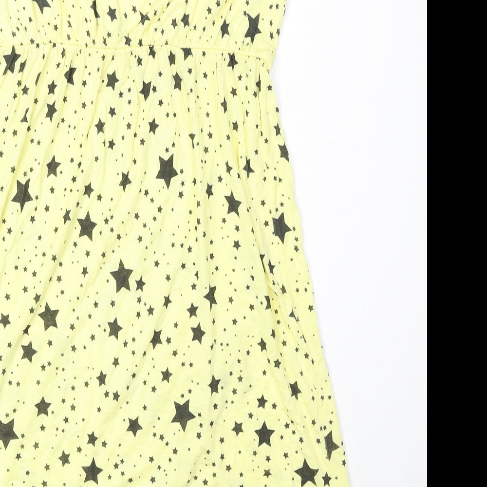 Only Womens Yellow Geometric Polyester Basic Tank Size L Off the Shoulder - Star Print