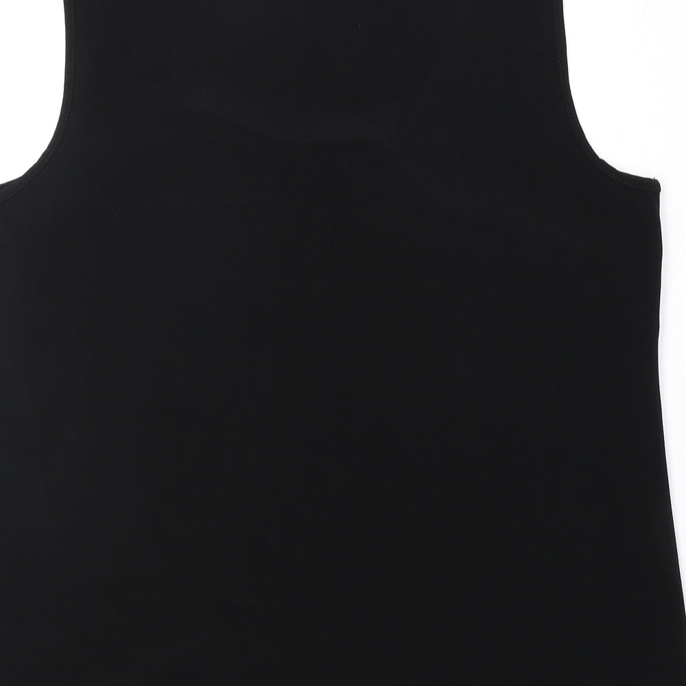 Antthony Womens Black Polyester Basic Tank Size L Scoop Neck