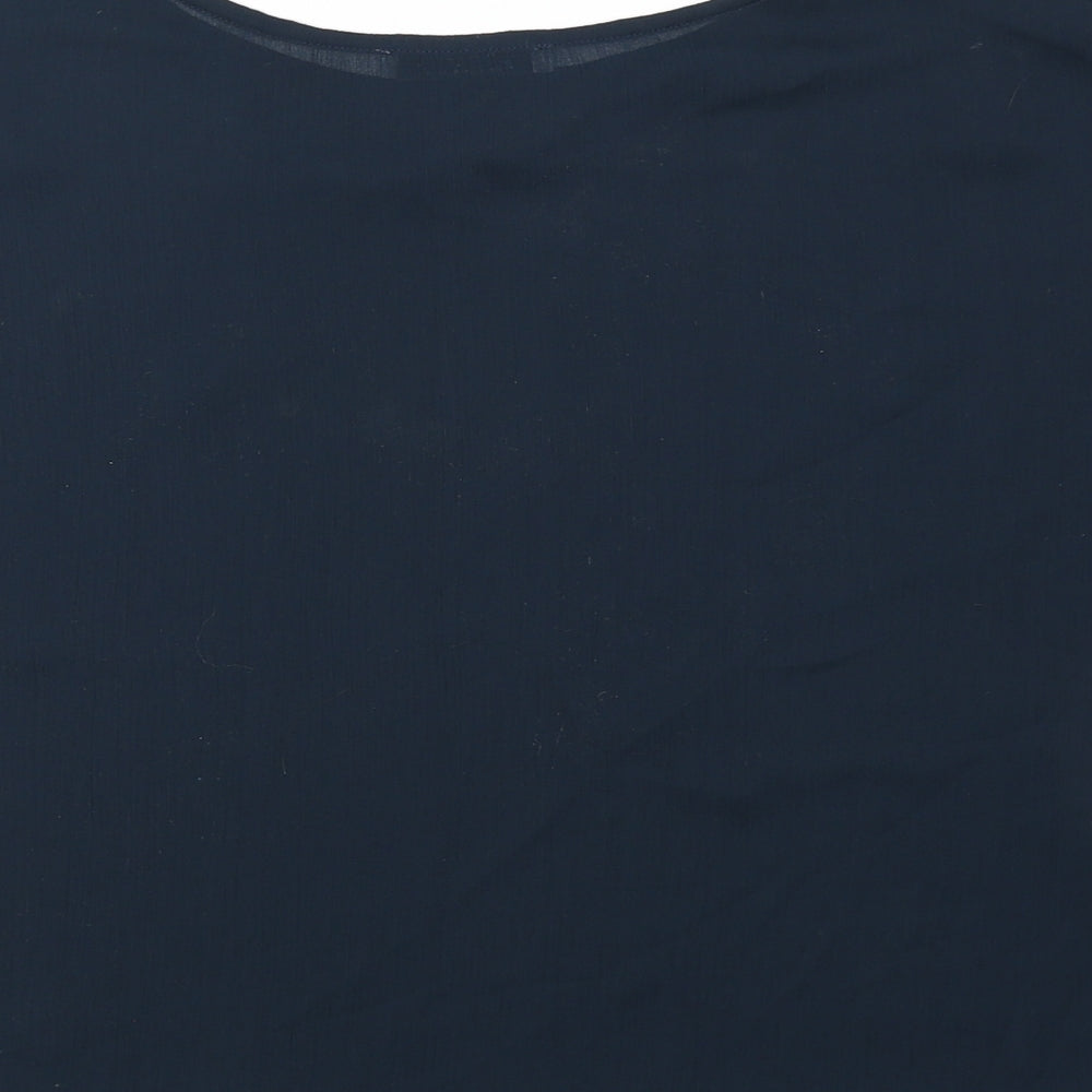 Mango Womens Blue Polyester Basic Blouse Size M Round Neck