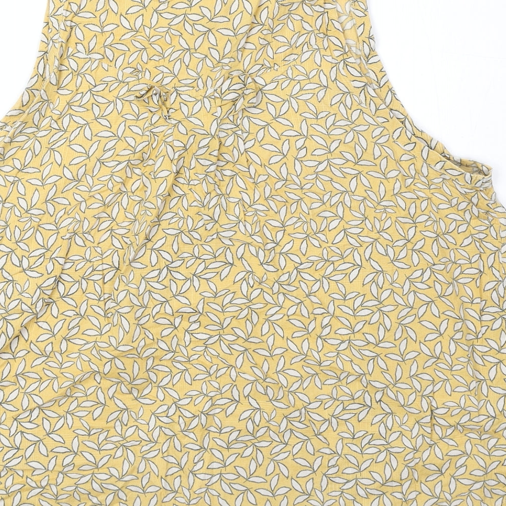 Cooperative Womens Yellow Geometric 100% Cotton Basic Blouse Size L Collared