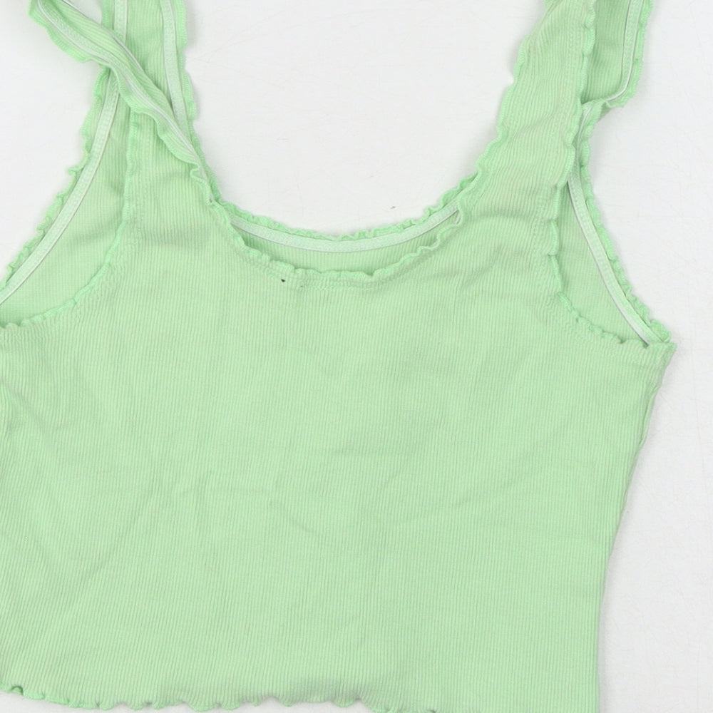 ASOS Womens Green Cotton Cropped Tank Size 10 Scoop Neck