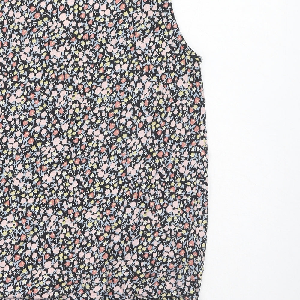 New Look Womens Multicoloured Floral Cotton Basic Tank Size 8 Scoop Neck - Tie Front