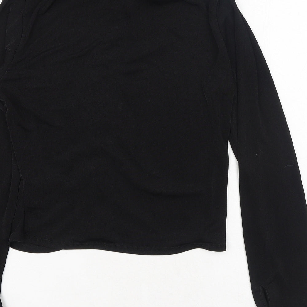 H&M Womens Black Polyester Basic Button-Up Size S Collared