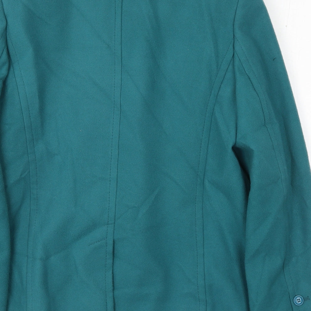 Marks & Spencer Womens Green Pea Coat Jacket Size 10 Button