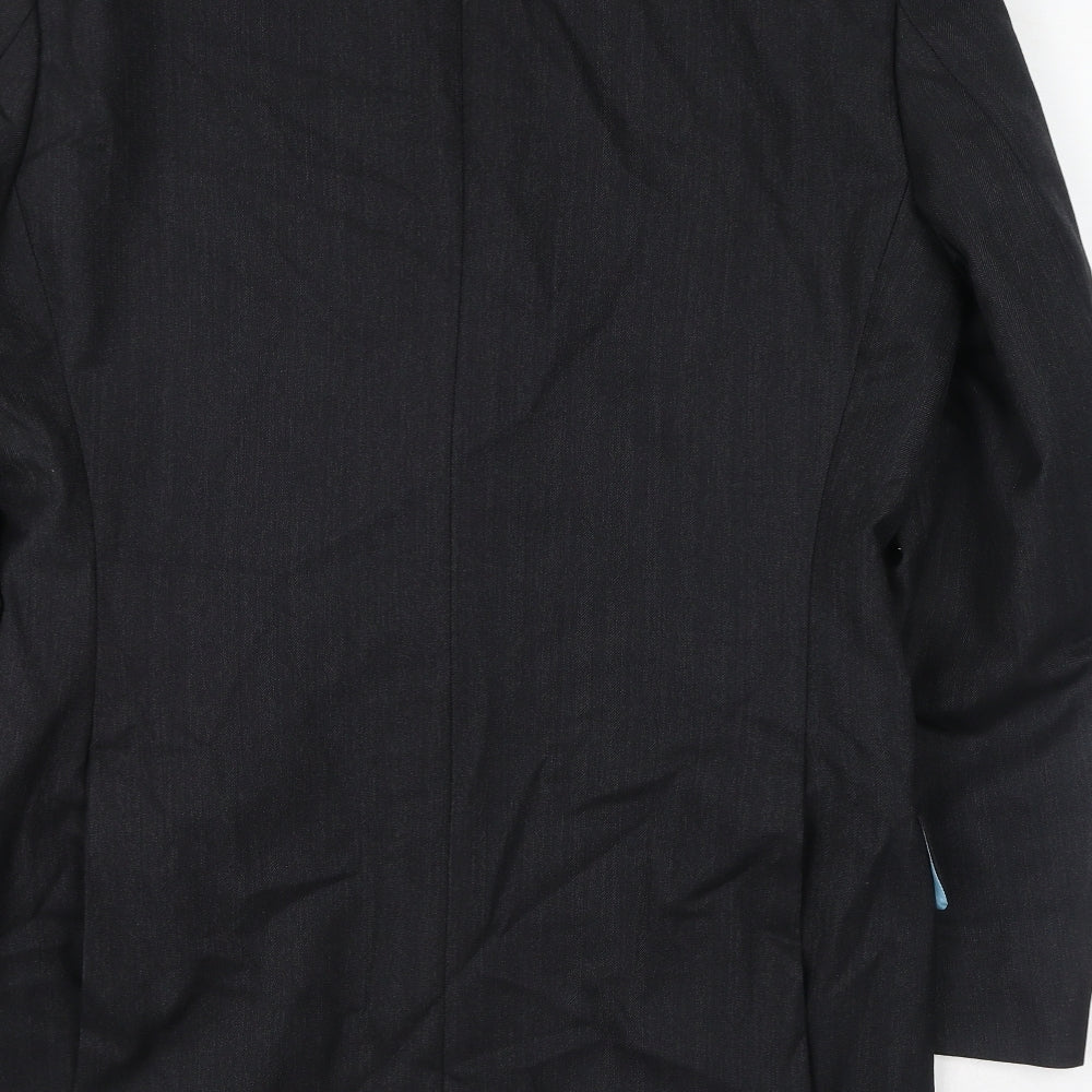 Preworn Mens Black Striped Wool Jacket Suit Jacket Size 40 Regular
