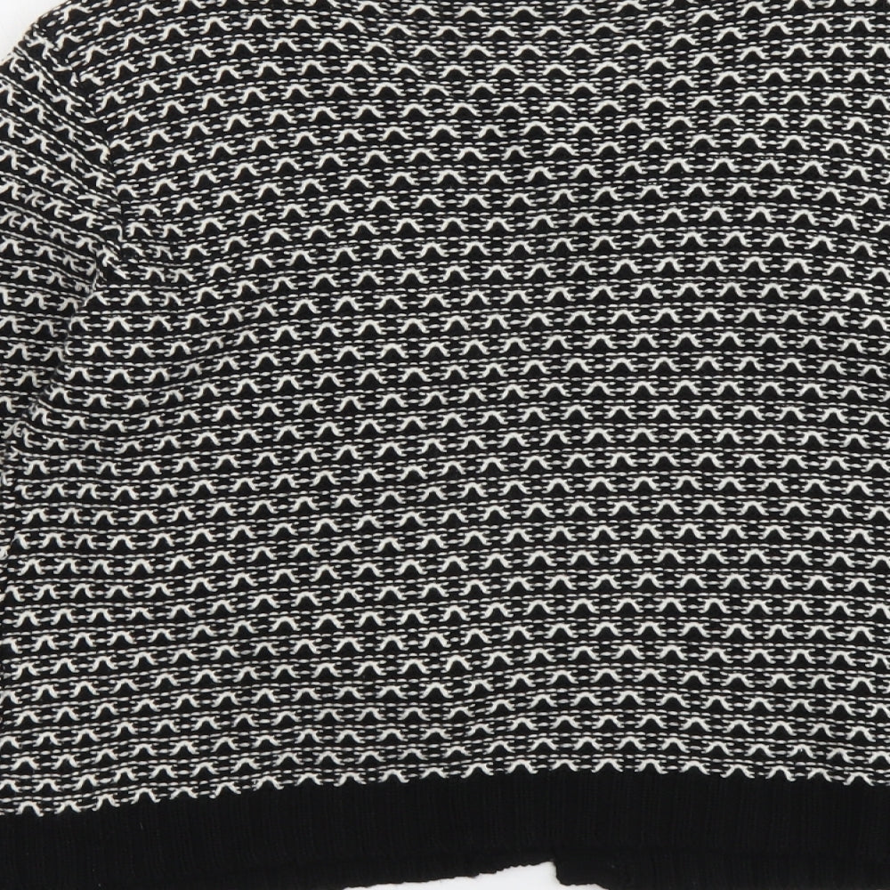 Klass Womens Black Scoop Neck Geometric Acrylic Cardigan Jumper Size M