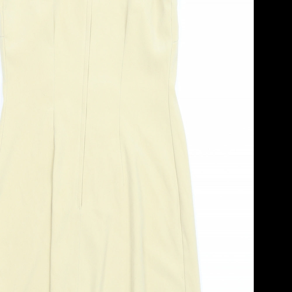 Preworn Womens Yellow Polyester A-Line Size 10 Round Neck Zip