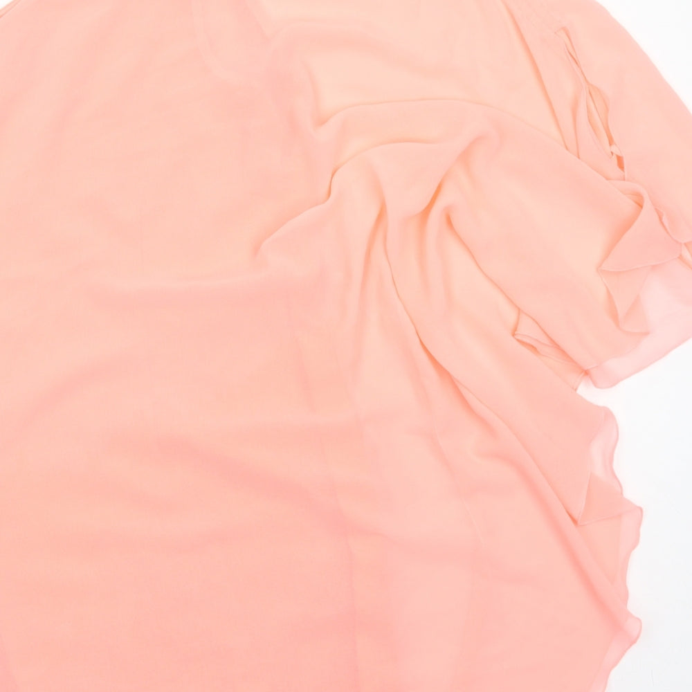 Lipsy Womens Orange Polyester A-Line Size 14 One Shoulder Zip