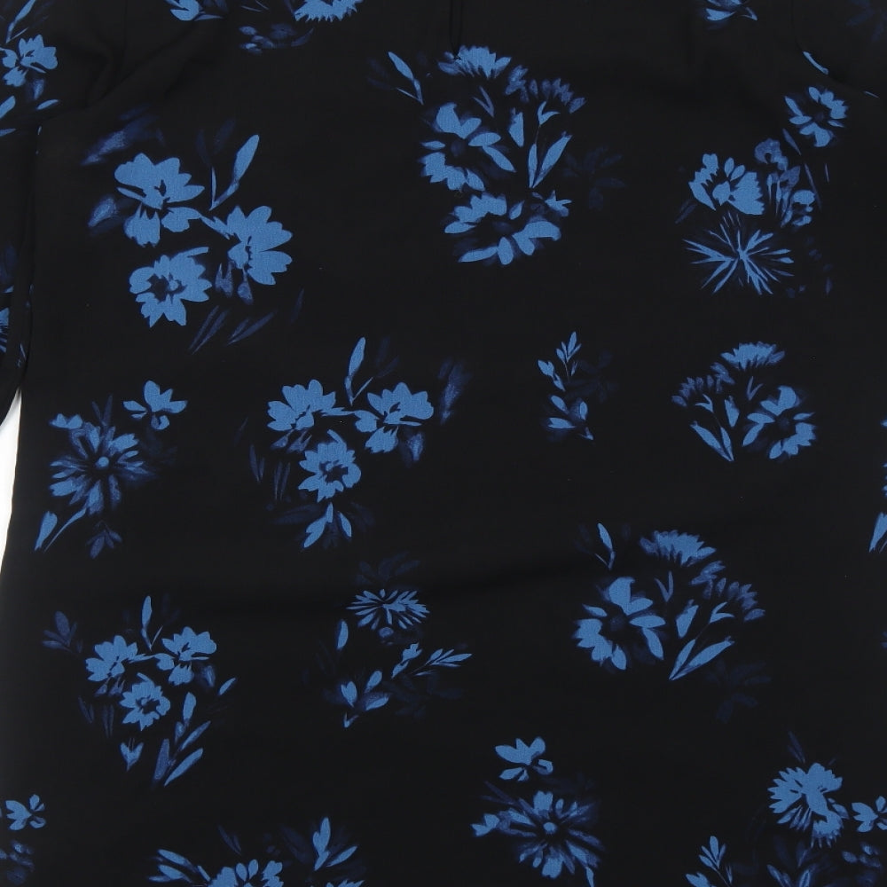 H&M Womens Black Floral Polyester A-Line Size 12 Round Neck Pullover