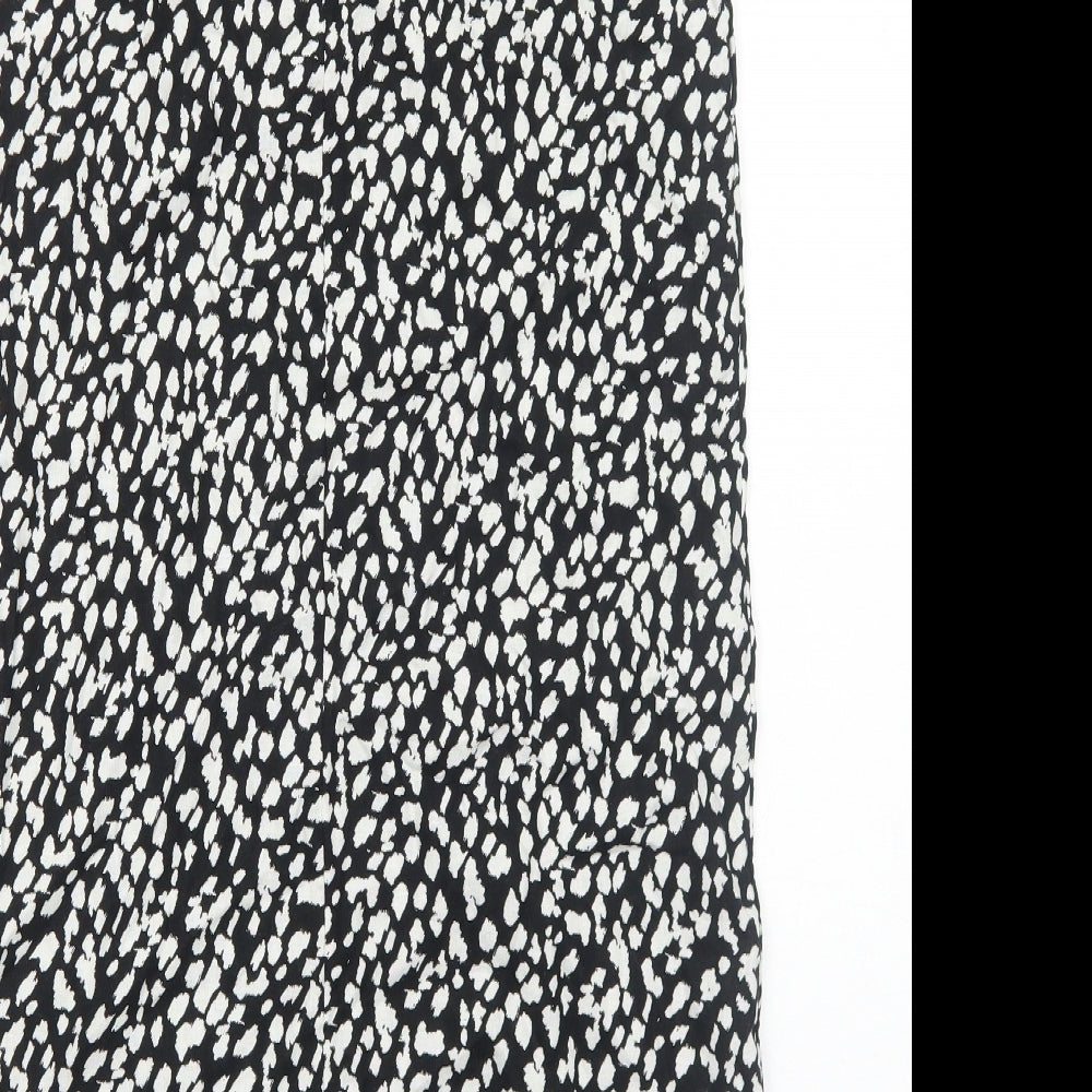 Marks & Spencer Womens Black Geometric Cotton A-Line Size 10 Boat Neck Pullover