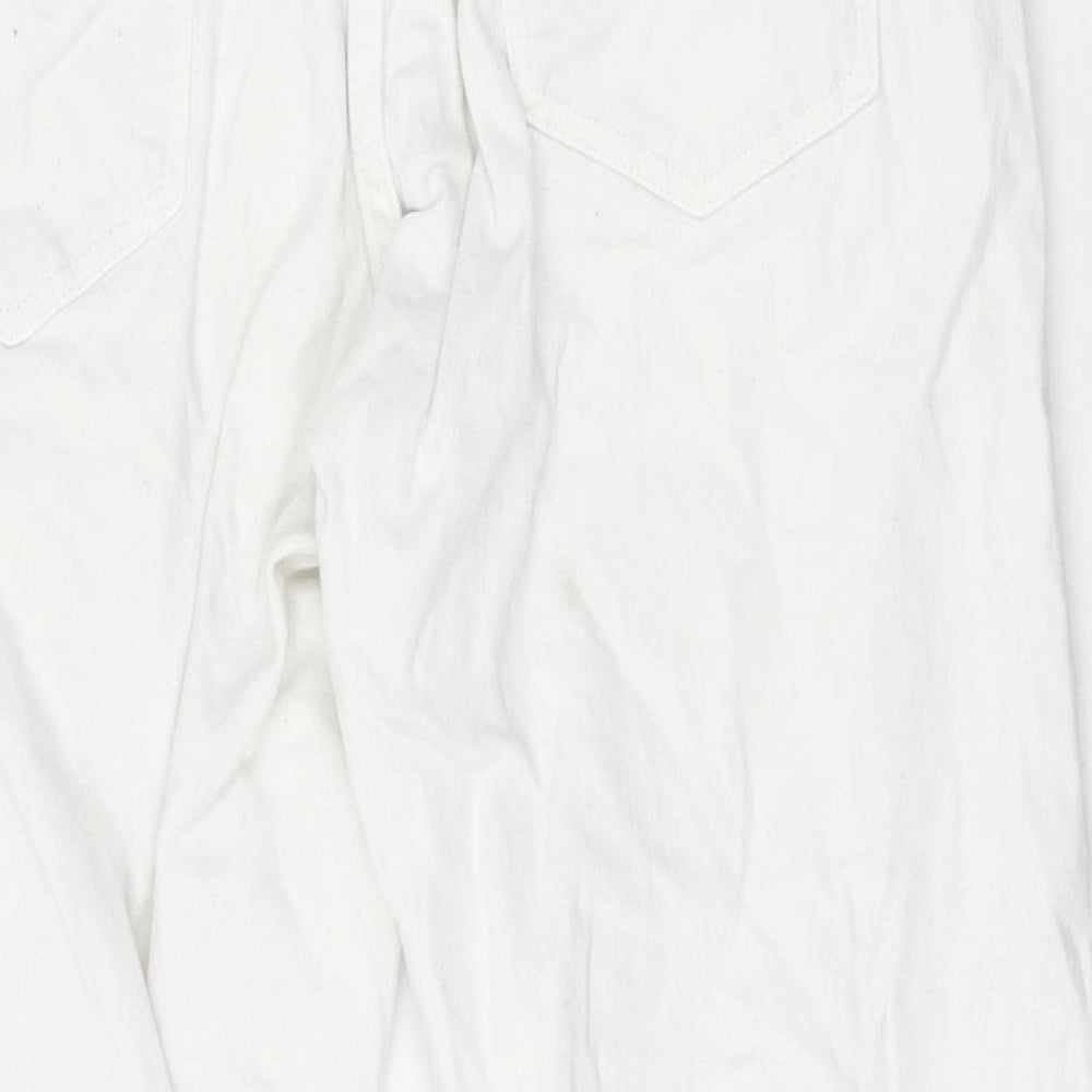 Selected Womens White Cotton Tapered Jeans Size 34 in Regular Button