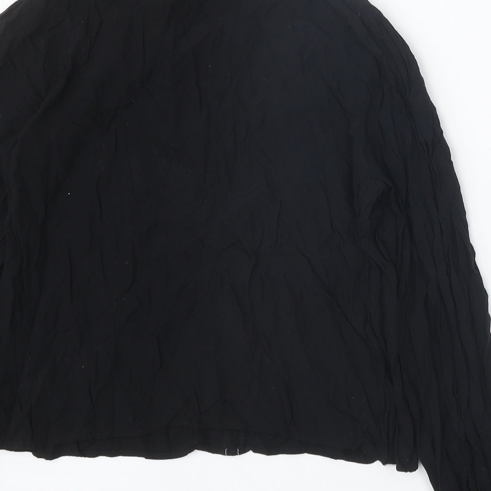 Collectif Womens Black Polyester Basic Blouse Size 12 V-Neck