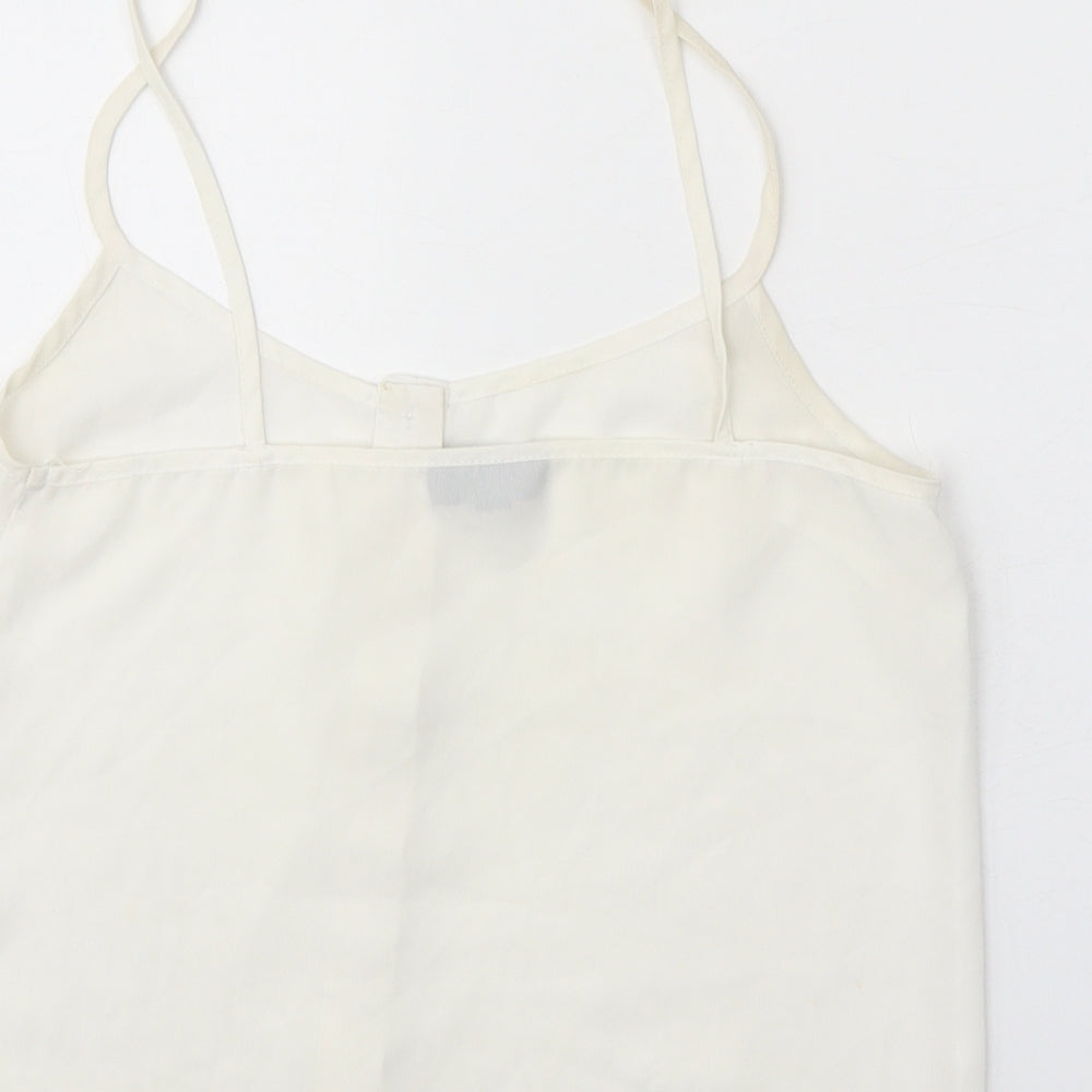 Topshop Womens White Polyester Camisole Tank Size 8 Scoop Neck