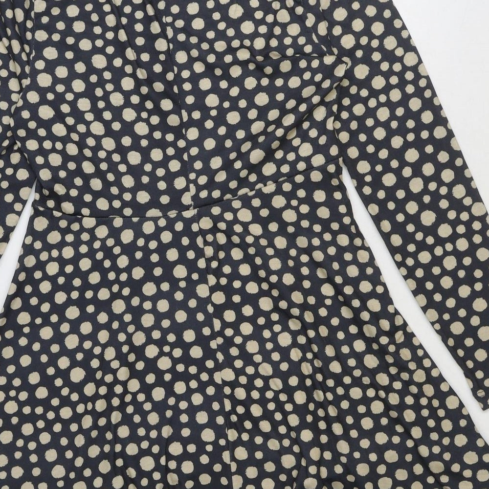 Primark Womens Black Polka Dot Polyester Trapeze & Swing Size 10 Round Neck Pullover