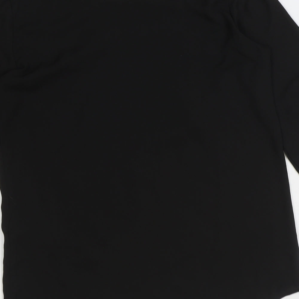 Divided by H&M Womens Black Geometric Polyester Basic Blouse Size 6 Boat Neck