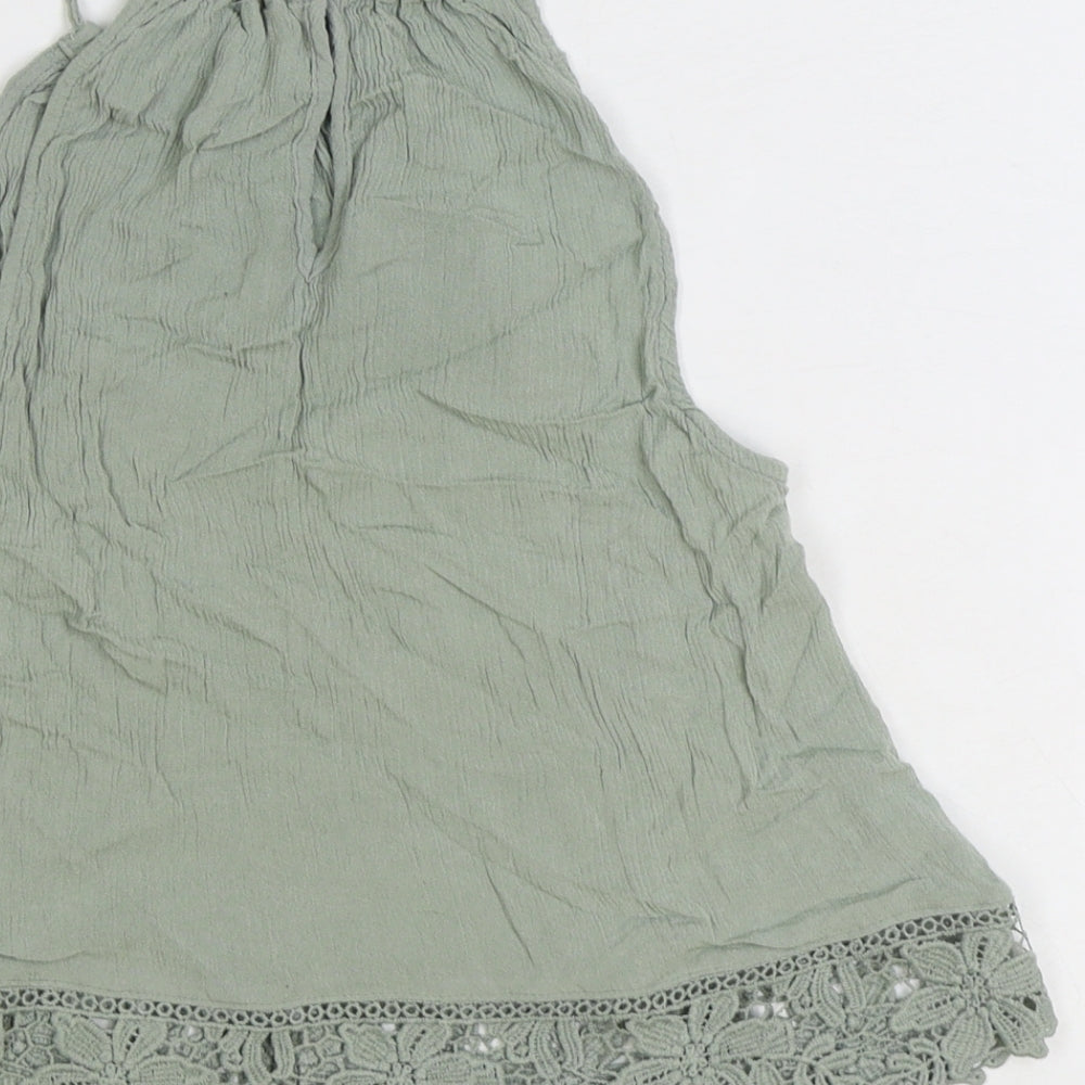Divided by H&M Womens Green Viscose Basic Tank Size 6 Scoop Neck - Crochet