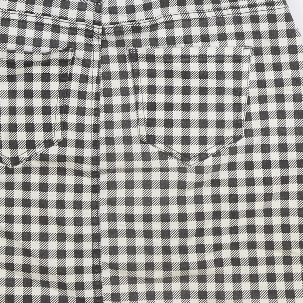 Denim & Co. Womens Black Check Cotton Straight & Pencil Skirt Size 8 Zip