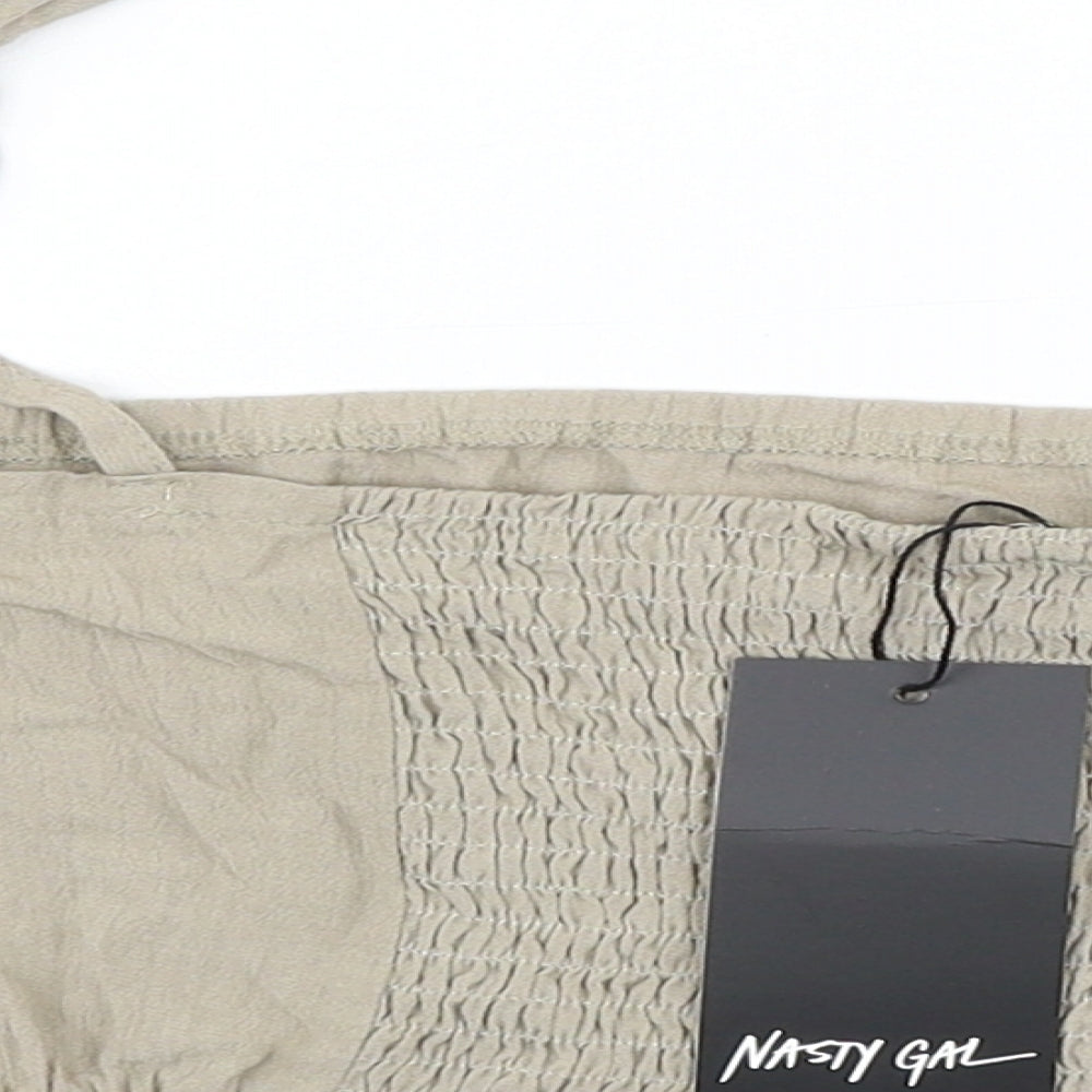 Nasty Gal Womens Beige Viscose Cropped Blouse Size 12 Square Neck