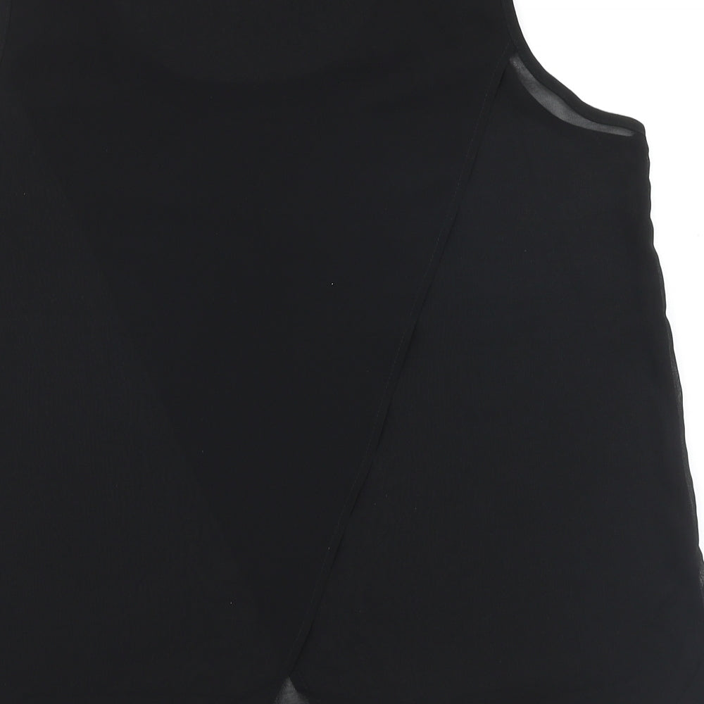 Quiz Womens Black Polyester Basic Tank Size 14 Scoop Neck
