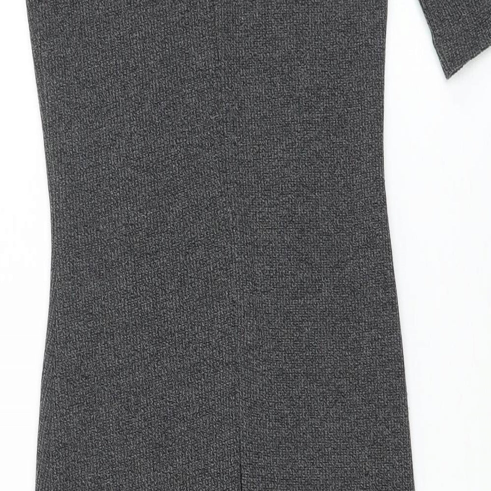 Mango Womens Grey Polyester Bodycon Size XS Round Neck Zip