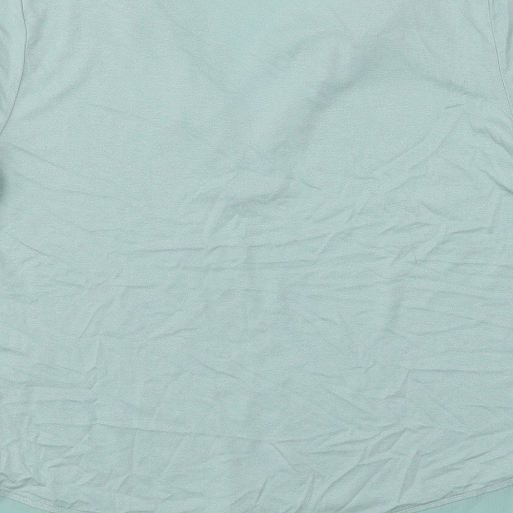 Marks & Spencer Womens Green Viscose Basic T-Shirt Size 10 V-Neck