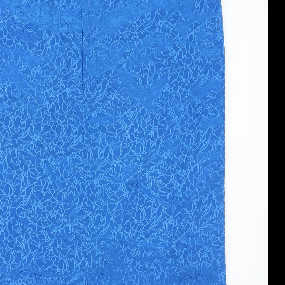 Preworn Womens Blue Geometric Polyester Straight & Pencil Skirt Size 10 Zip
