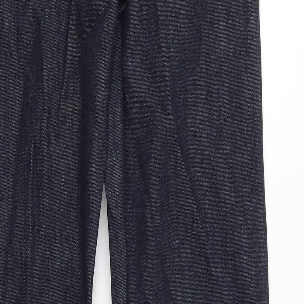 Marks and Spencer Womens Blue Cotton Straight Jeans Size 6 Slim Zip