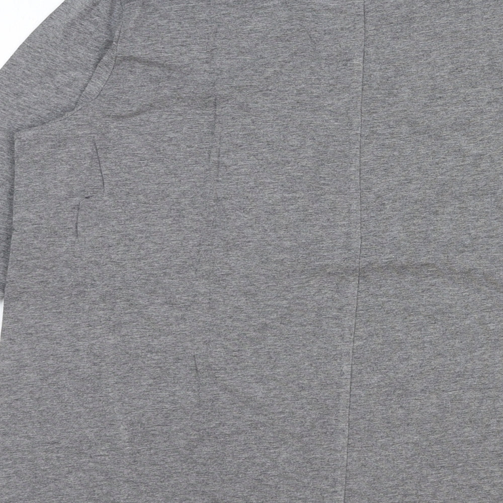 AnyBody Womens Grey Cotton Basic T-Shirt Size S Round Neck